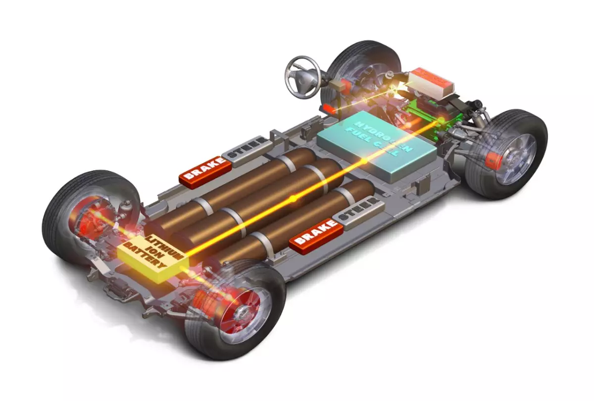 GM Sequel car vehicle cutaway to show regenerative braking system